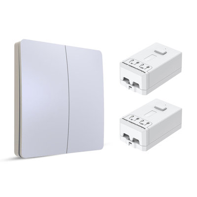 Ener - J 2 Gang Wireless Kinetic Switch and Two 500W RF Receivers White 240V
