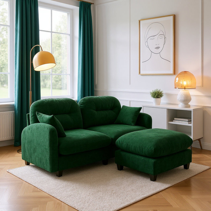 Canapé modulaire Chenille, Vert