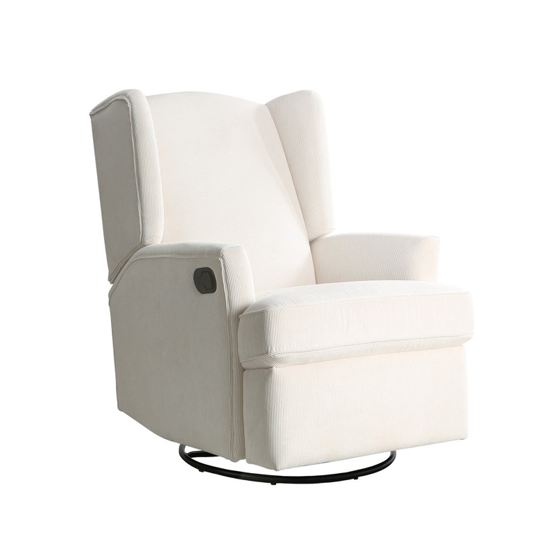 Swivel Reclining Glider, Ivory Corduroy