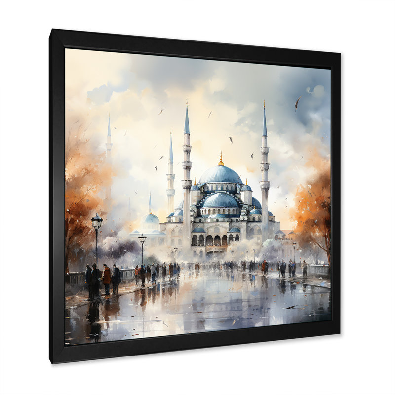 «Blue Turkish Mosque», Serenity II, art encadré, Cadre simple noir, H 36 po x l 36 po x P 1,5 po