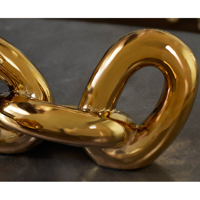 Gold Porcelain Chain Sculpture Set, 15" and 10"