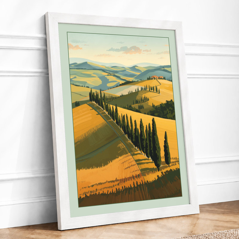Tuscan Hillside Rustic - Framed Print, A1 - 84.1 x 59.4 cm, White