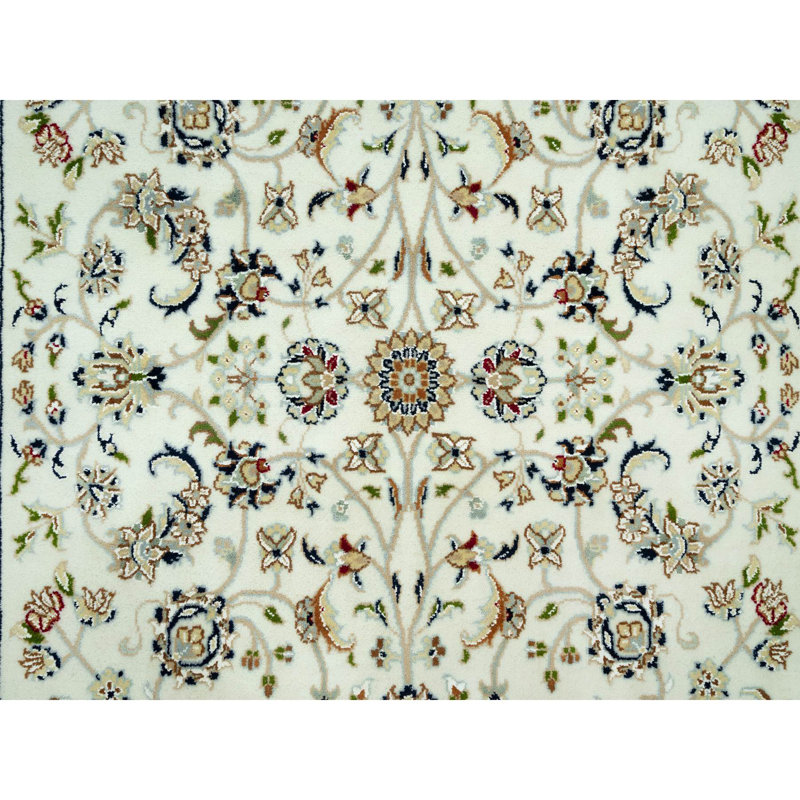 Tapis carré blanc en laine noué à la main 4 pi x 4 pi ADADD2FB06184030B47E1B39D4B1378A