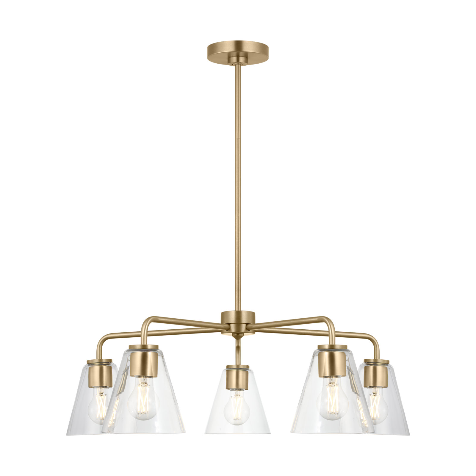 Hayden 5-Light Chandelier, Clear, Satin Brass