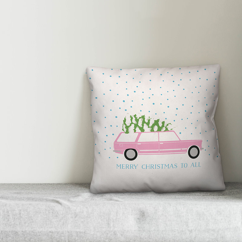  Housse de coussin Christmas Station Wagon, 16 po x 1 po, Polyester/ Bourre en polyester