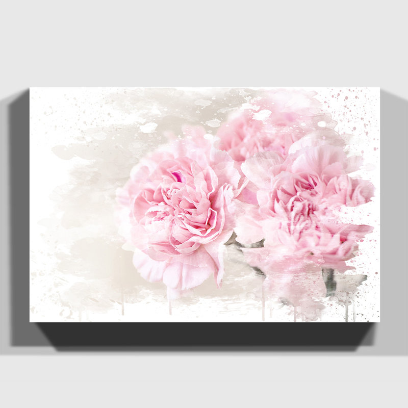 Pink Carnation Flower - Wall Art, 40cm H x 60cm W, Wrapped Canvas