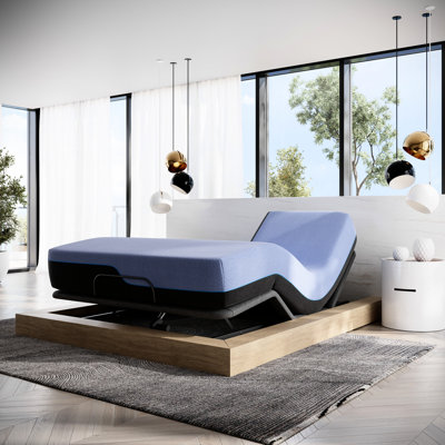 Grand matelas en mousse viscoélastique avec base réglable - conception à 6 couches, fonction de ronflement, ressorts rajeunissants de 12 po et ressorts de soutien, couches respirantes, sommeil
