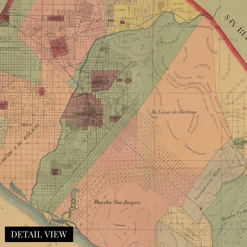 1889, carte du comté d'Orange, Californie, l 24 po x H 24 po