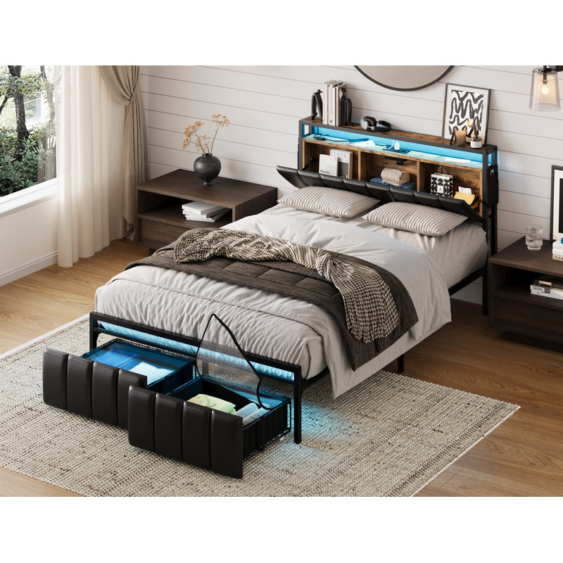 Brisna Upholstered Platform Bed, Full / Double, Black/Brown