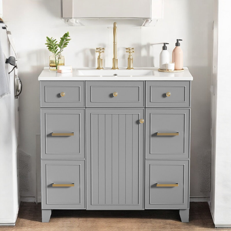 Ensemble de meuble-lavabo simple 36 po Damyron, Gris
