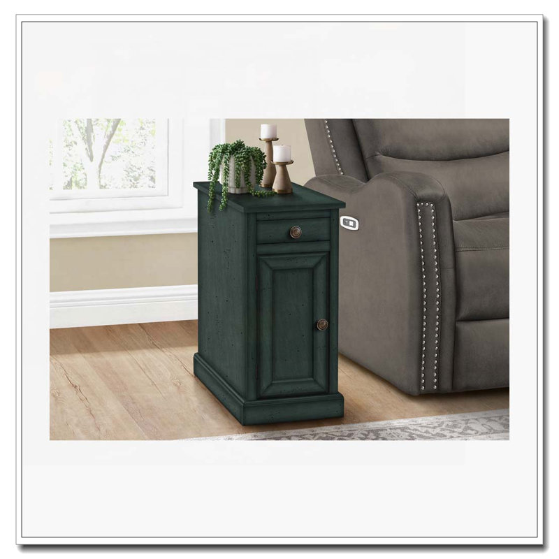 Table d'appoint avec rangement, table de bout, table d'appoint et table de chevet, Bleu vert
