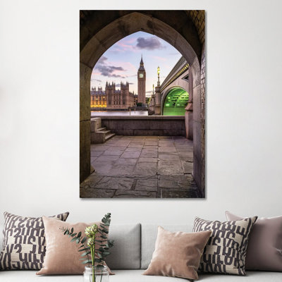 Big Ben And Westminster Bridge At Sunset, London, Great Britain by Jan Becke - No Frame Gallery-Wrapped Canvas Giclée on Canvas