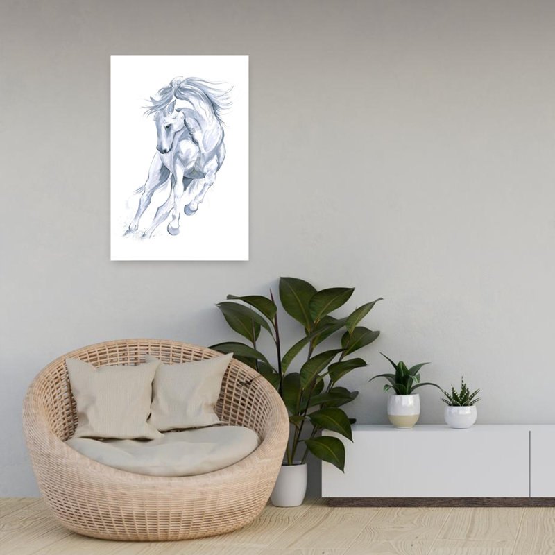 Cheval qui court, art abstrait abstrait contemporain, art mural, 24" H x 16" W