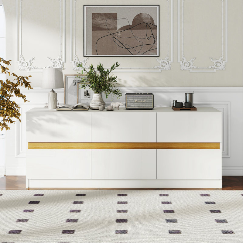 Commode 6 tiroirs pour l'organisation et le rangement de la chambre à coucher, Blanc