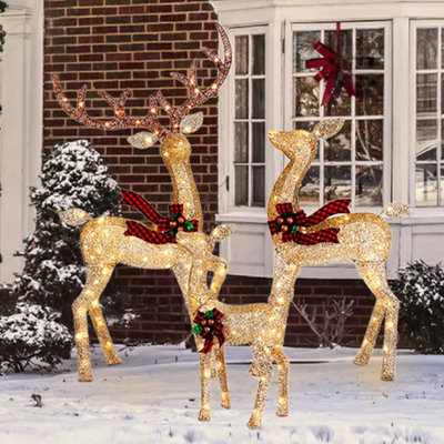 3-Piece Lighted Reindeer Outdoor Decoration