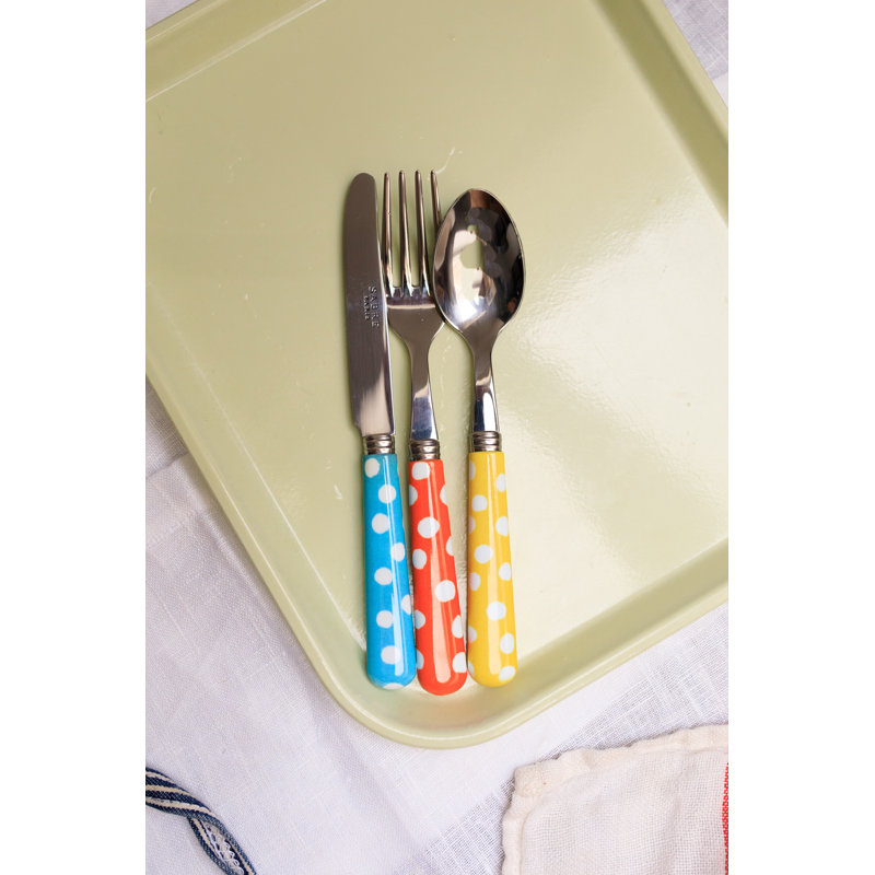 Sabre Paris - 24 Pieces Cutlery Set White Dots, Light Blue