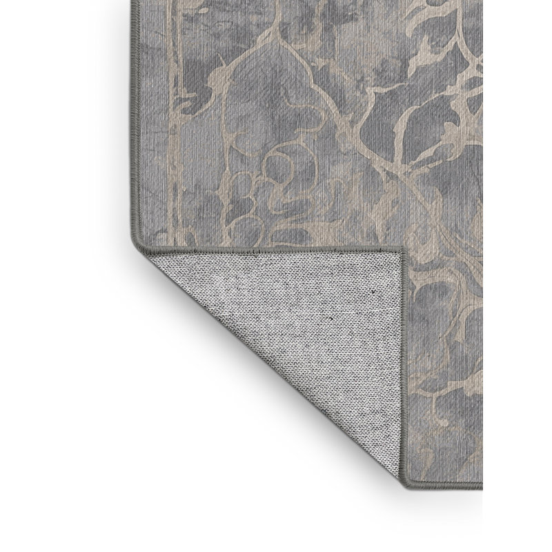 Machine Washable Gray Area Rug, Rectangle 5' x 8'