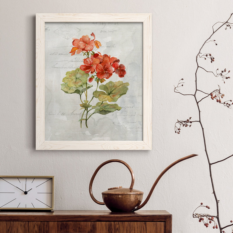 Lin géranium - peinture sur toile encadrée, Blanc, H 37,5 po x l 27,5 po x P 1,5 po