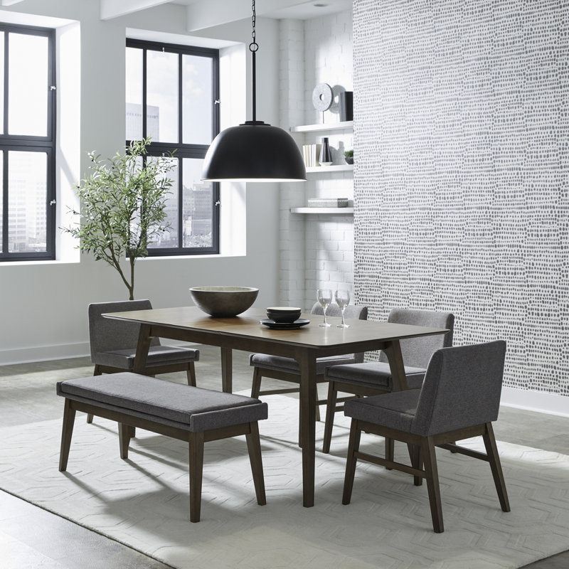 Ensemble de table à pieds 6 pièces avec 1 banc rembourré et 4 chaises Didmarton