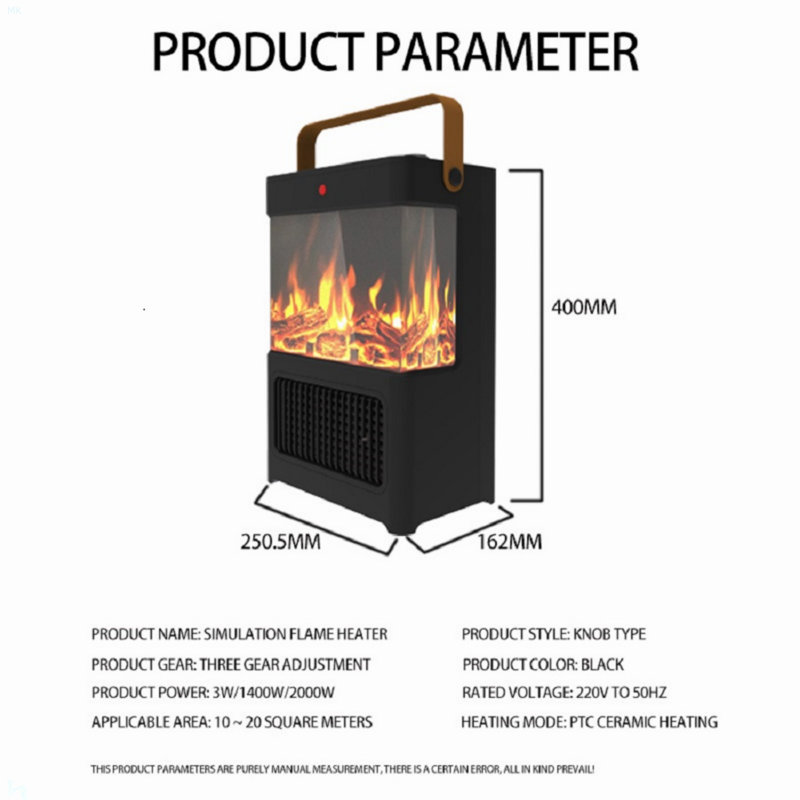 Electric Fireplace Heater For Indoor Use, 1500W Space Heater Fireplace With 3D LED Flame, Double Safety Protection, Portable Fireplace Heater For Home Office Christmas Decoration