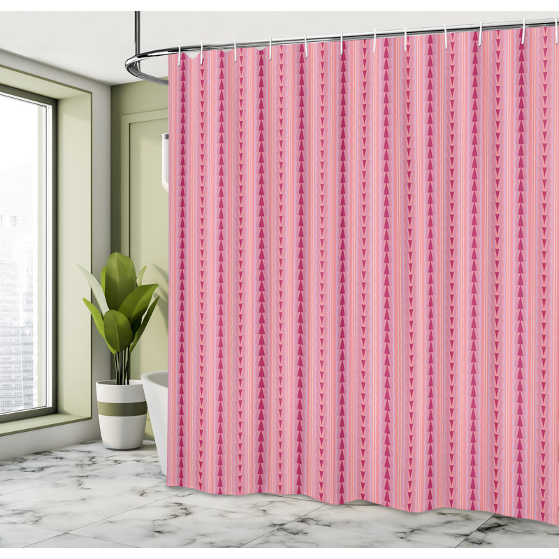 East Urban Home Abstract Shower Curtain Pinkish Triangles Multicolor, 75"H x 69"W