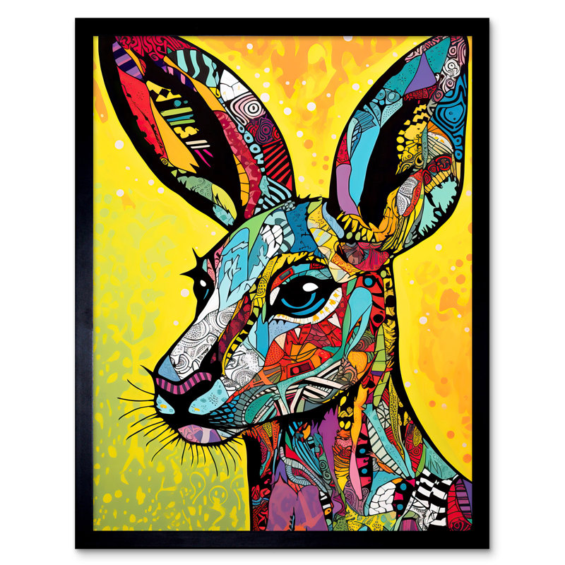 Aleyza Kangaroo Traditional Folk - Single Picture Frame Print