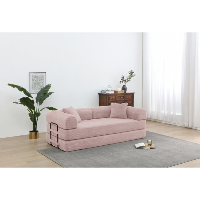 Canapé-lit Boneless Corduroy, Rose clair