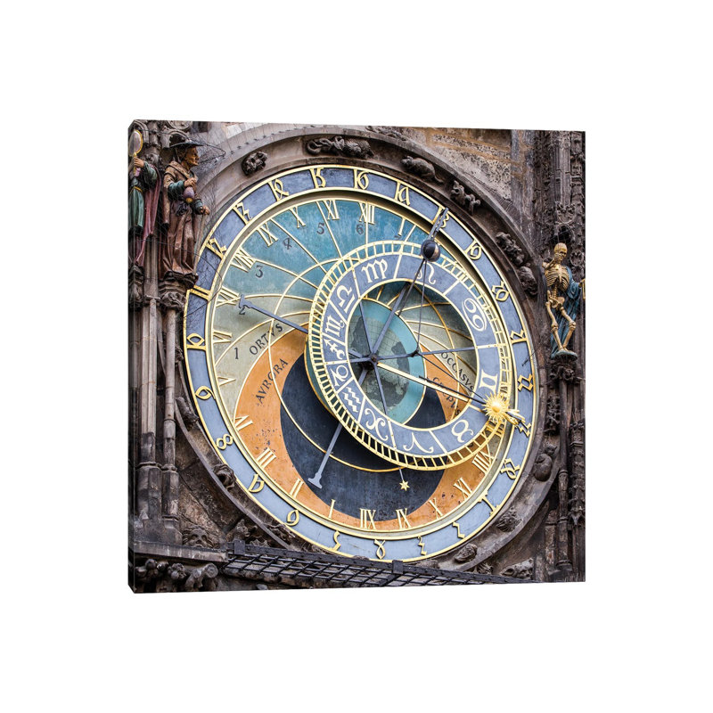 Astronomical Clock In Prague, Czech Republic by Jan Becke - Wrapped Canvas Print, 45.72cm H x 45.72cm W x 1.905cm D