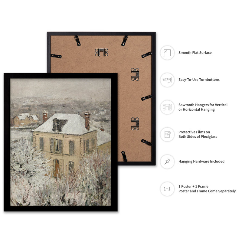 Gustave Loiseau - Maison en hiver, 08"H x 10"W, Poster, Black Framed