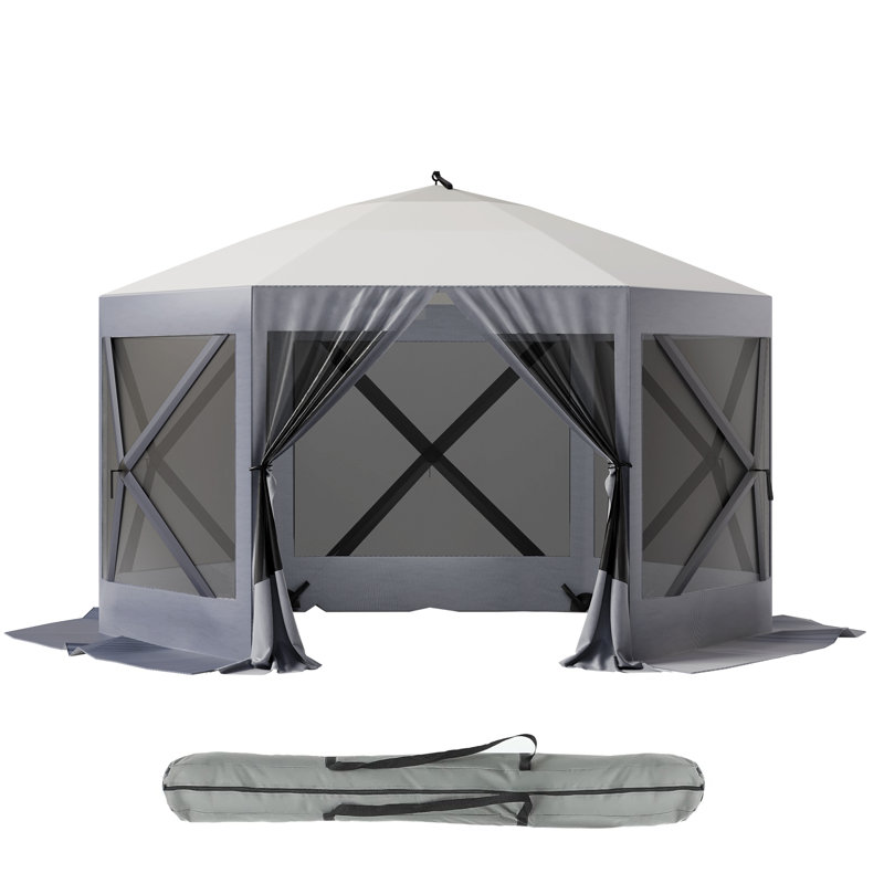 Tente de protection pour abri de jardin avec auvent de camping, Gris, H 90,55 po x l 141,73 po x P 141,73 po