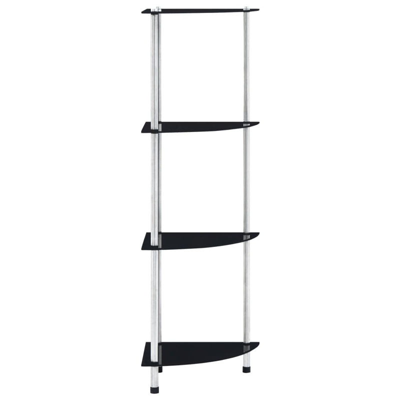 vidaXL Shelf Black Tempered glass, Stainless steel 11.8x11.8x39.4 in
