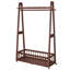 Portant à vêtements autoportant en bois massif, support de cintres mobile en bois avec roulettes verrouillables-1453966732