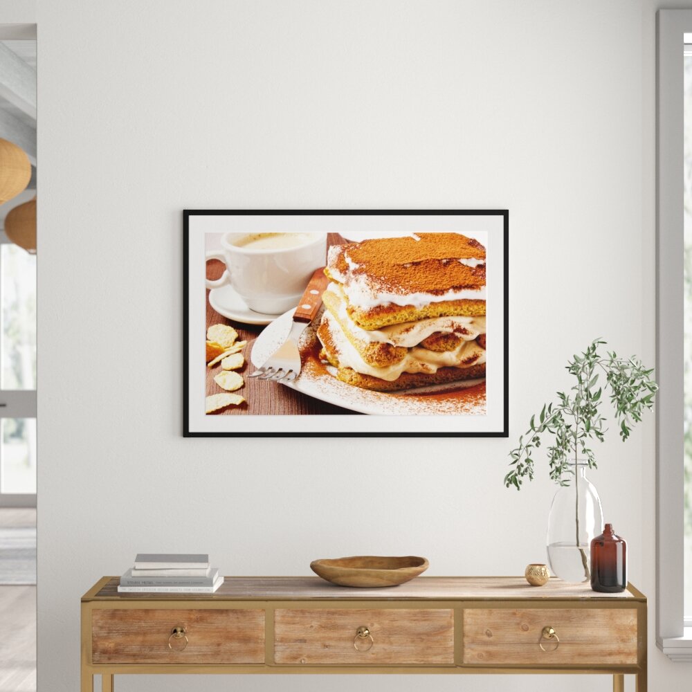 Gerahmtes Poster Leckeres Dessert mit Kaffee