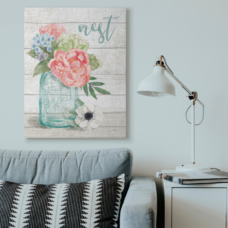 «Nest Grow Flower Jar Rustic», impression, H 36 po x l 48 po x P 1,5 po, Toile tendue