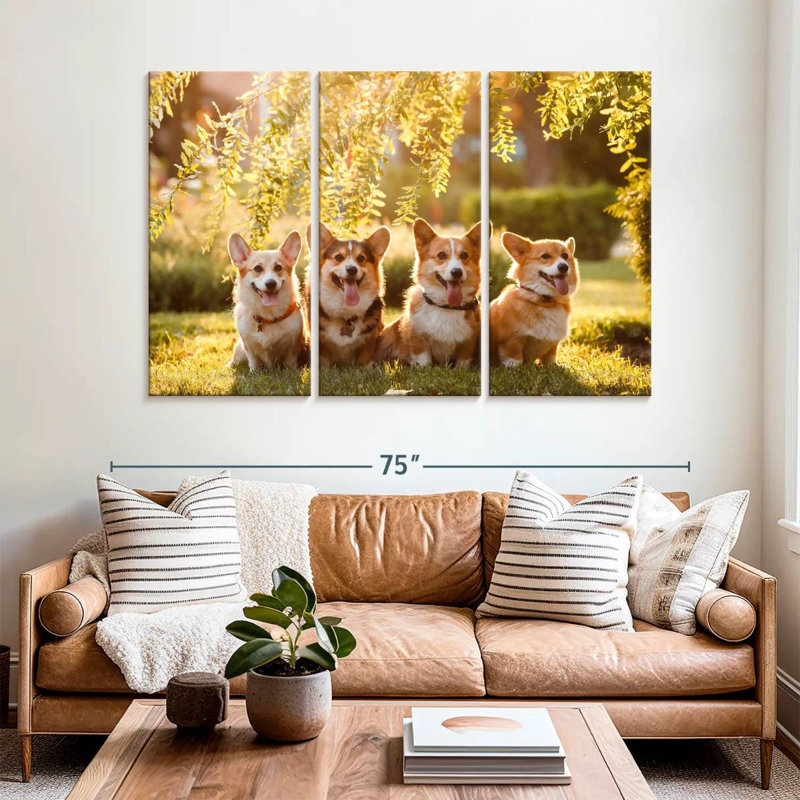Portrait de famille Brampt Corgi, H 42 po x l 65 po