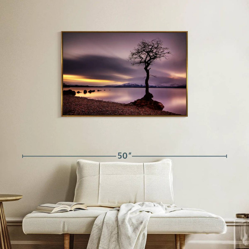 Arbre Loch Lomond, Cadre flottant doré, 37 po x 25 po