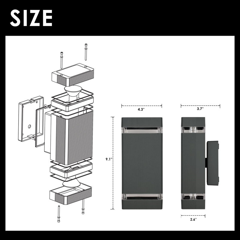 Garvens 23.11cm H Integrated LED Outdoor Sconce, Deep Grey