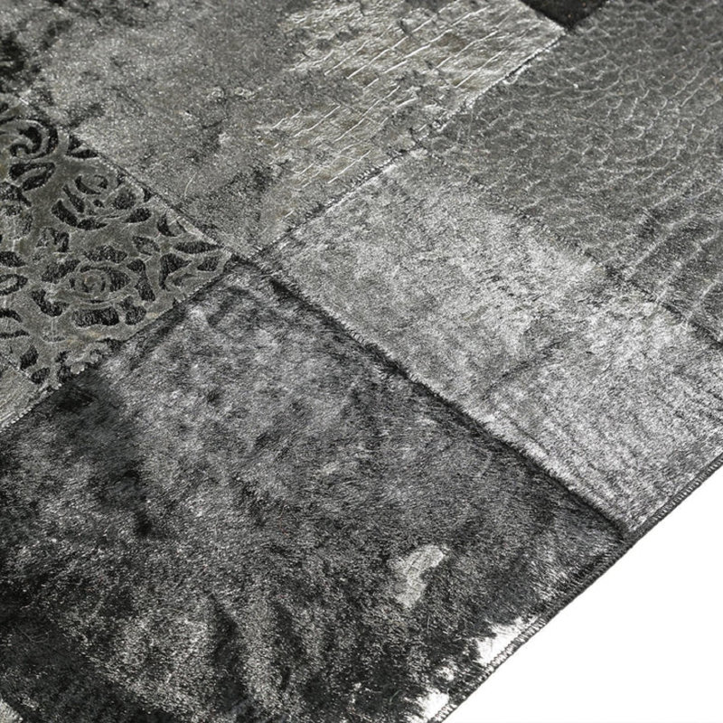 Red Leopard Print Leather Patchwork Rug With Bold Animal Design For Rustic Style & Luxe Statement