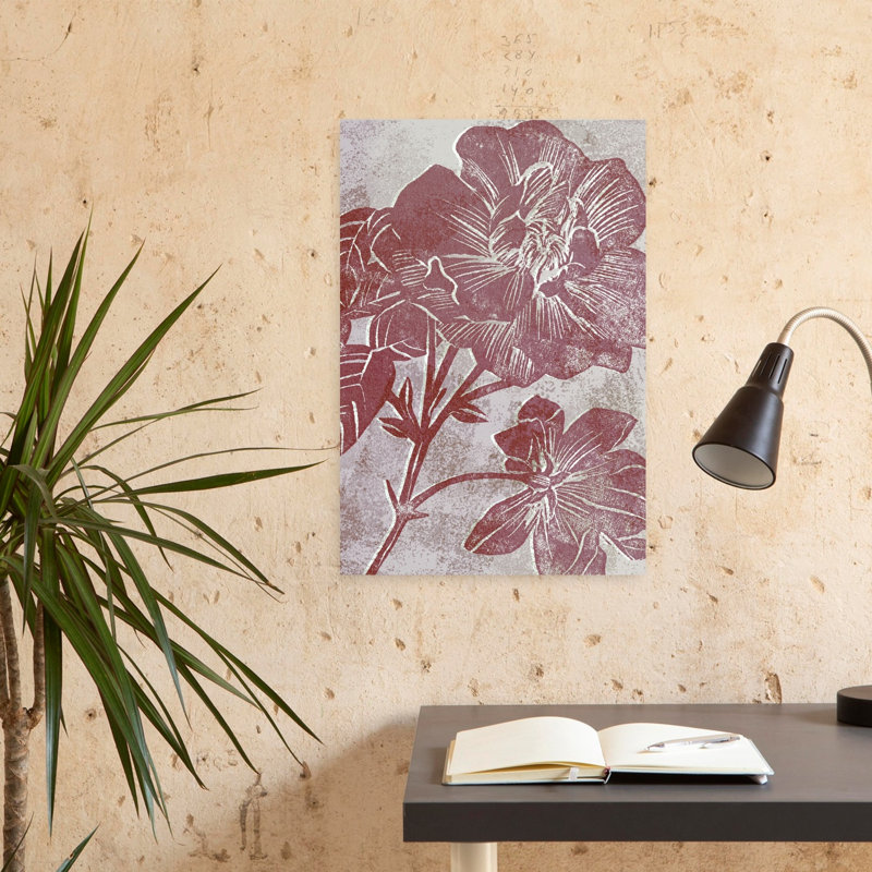 «Rustic Maroon Blooms Classic Elegant Organic Organic Nature», art mural, H 24 po x l 16 po