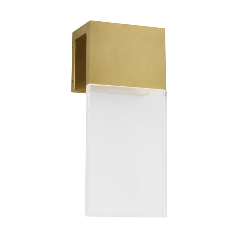 Kulma 1 - Light LED Outdoor Flush Mount, 10.5" H x 4.5" W x 3" D, Natural Brass
