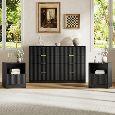3-Piece 8-Drawer Dresser & 1-Drawer Nightstand Set