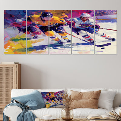 Joueurs de hockey pendant les éliminatoires II - ensemble d'art mural de hockey sportif