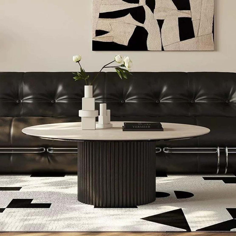 Modern Minimalist Rockboard Coffee Table, 15" H x 31.5" L x 31.5" W, Black