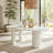 63'' Modern Dining Table for 4-6 People, White Rectangular Kitchen Table with Sintered Stone Tabletop and 3 Wooden Legs, Contemporary Dining Room Table for Home Living Room (Table Only)-419329296