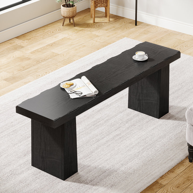 47-Inch Wooden Entryway Bench, Black