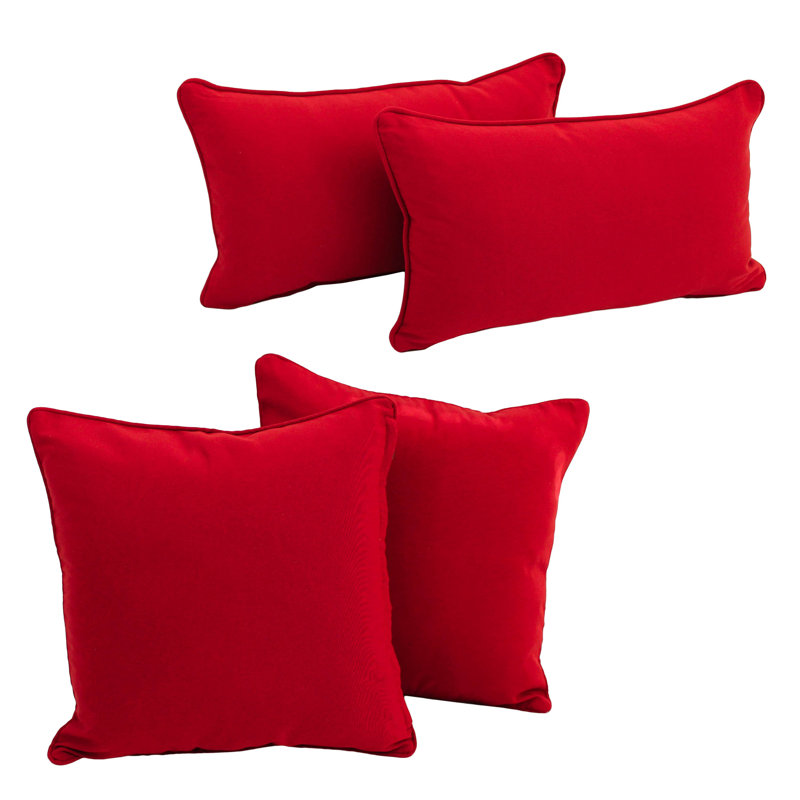 Cotton Blend Reversible Throw Pillow, Red