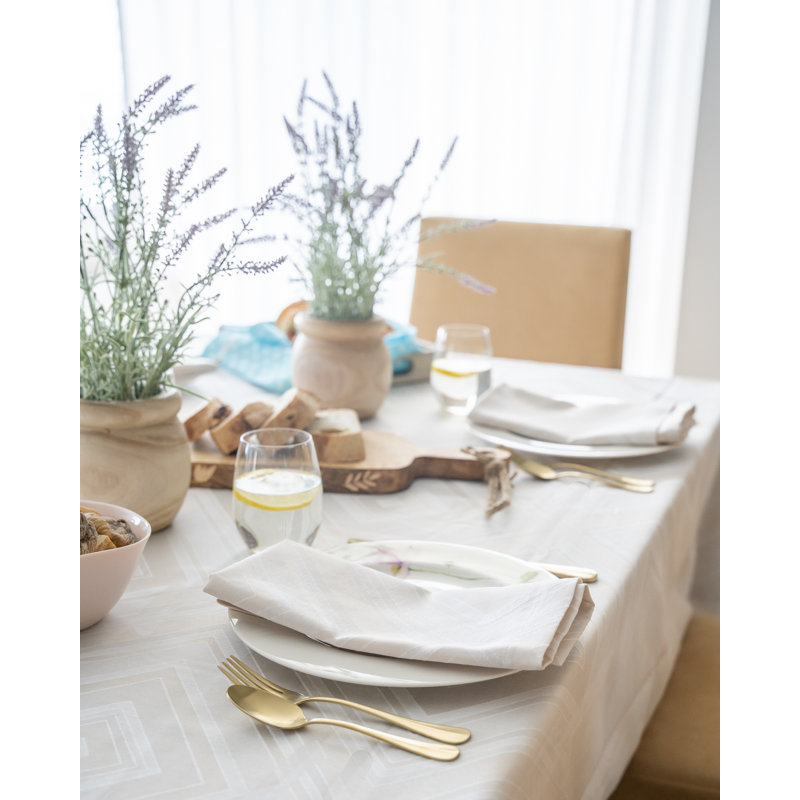 Brussels Tablecloth, 90" L x 66" W, Taupe