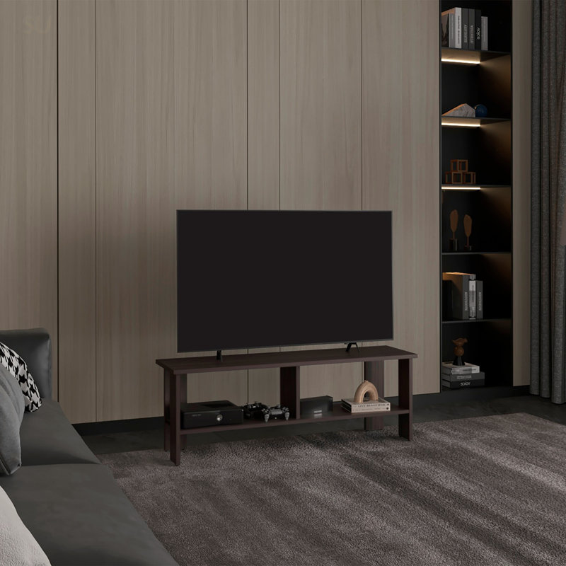 Navia 47 Inch Wide TV Stand With Two Shelves, Compact And Stylish For Living Room And Bedroom Entertainment, Dark Walnut