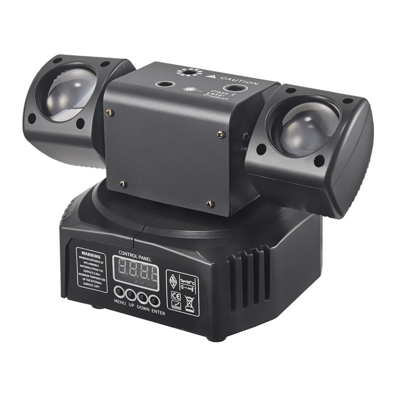 Mini lumières à DEL à tête mobile, double tête, perles RVB couleur 3535, perles stroboscopiques 10 W, contrôle du signal Dmx512, activation du son, pour scène de disco Ktv