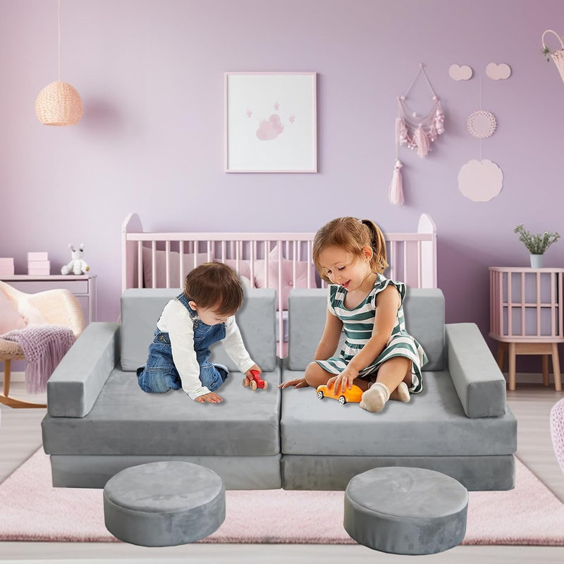 Modular Kids Play Couch And Sectional Sofa, Convertible Foam Floor Cushion For Toddlers - Perfect For Bedrooms And Playrooms